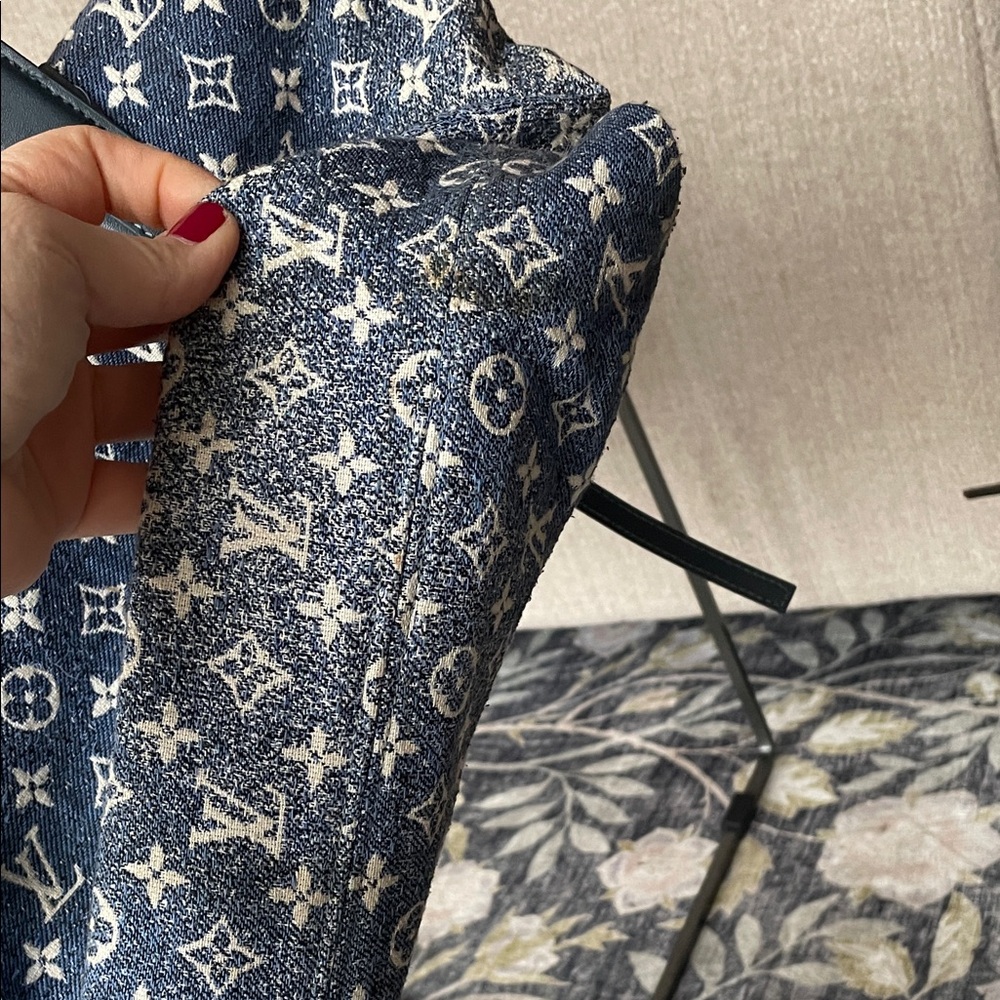 Fashion Blue Monogram Denim Tote Bag - Picture 10 of 16